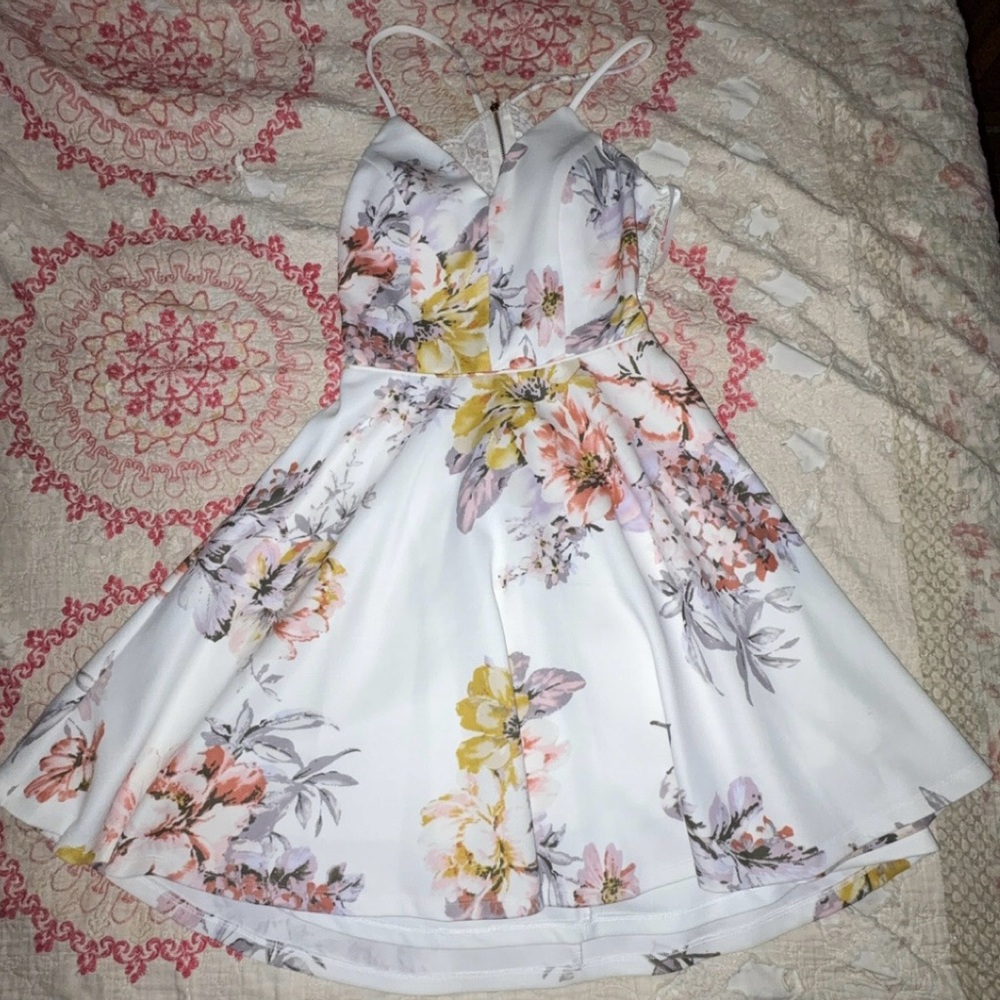 Floral Kids Dress in White and Yellow